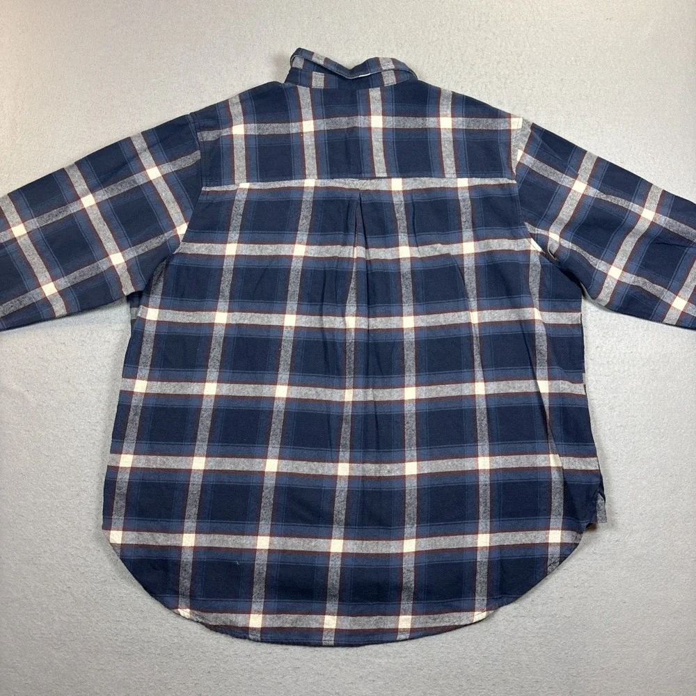 Wrangler Wrancher Western Button up Flannel‎ Shirt Blue Plaid Women's Size XL